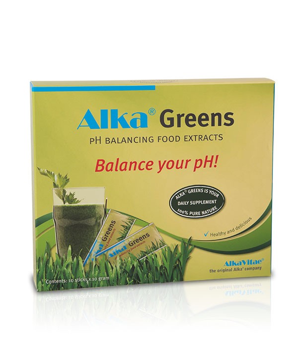 Хранителната добавка Alka® Greens съдържа голямо разнообразие от зеленчуци, плодове, кълнове, екстракти от билки и цветен прашец, както и фибри, ензими, витамини В комплекс от кълнове на киноа и пробиотични култури (lactobacillus), устойчиви на стомашната киселина